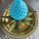 Decorative bowl, dish and leaves in brass.