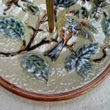 Presentation plate, barbotine and gilded brass