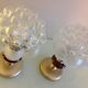 Pair of bubbled glass globe bedside lamps / vintage 60s-70s
