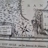 Antique engraving of the map of the southern part of Languedoc France from the