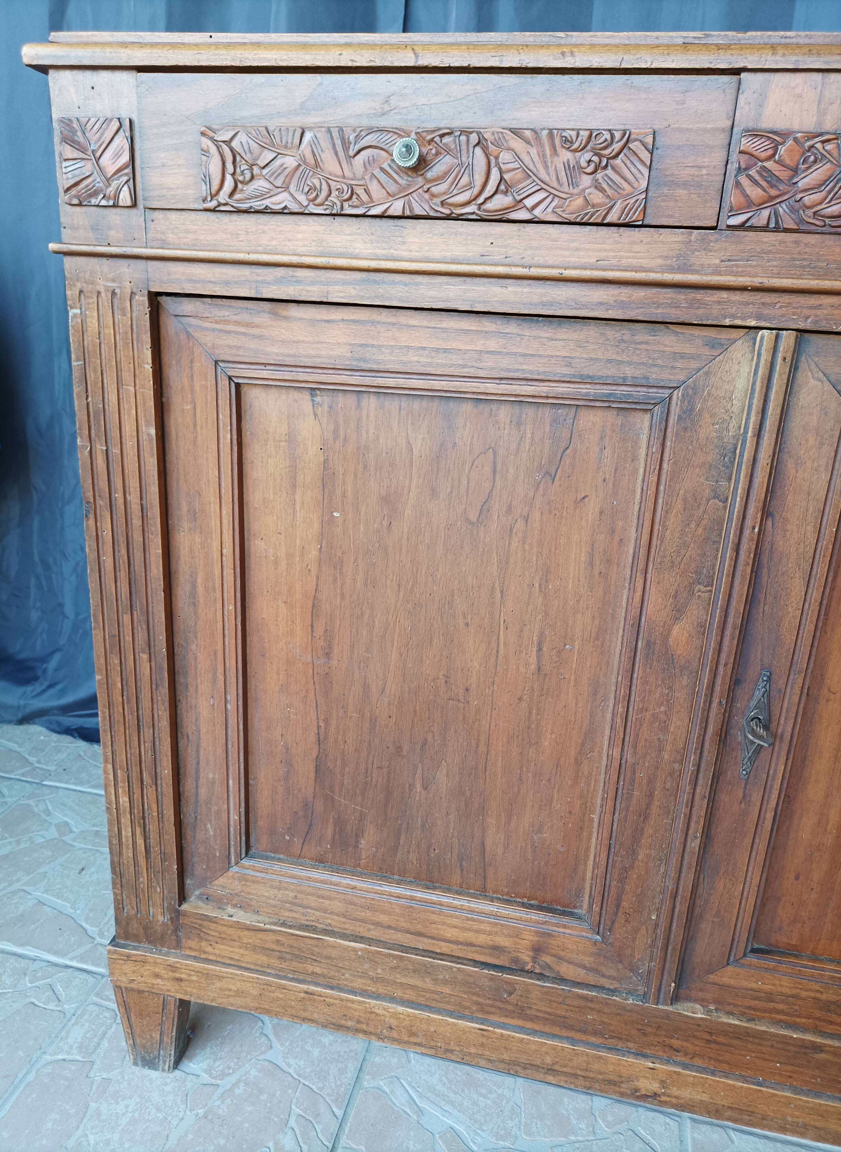 Low art deco walnut sideboard