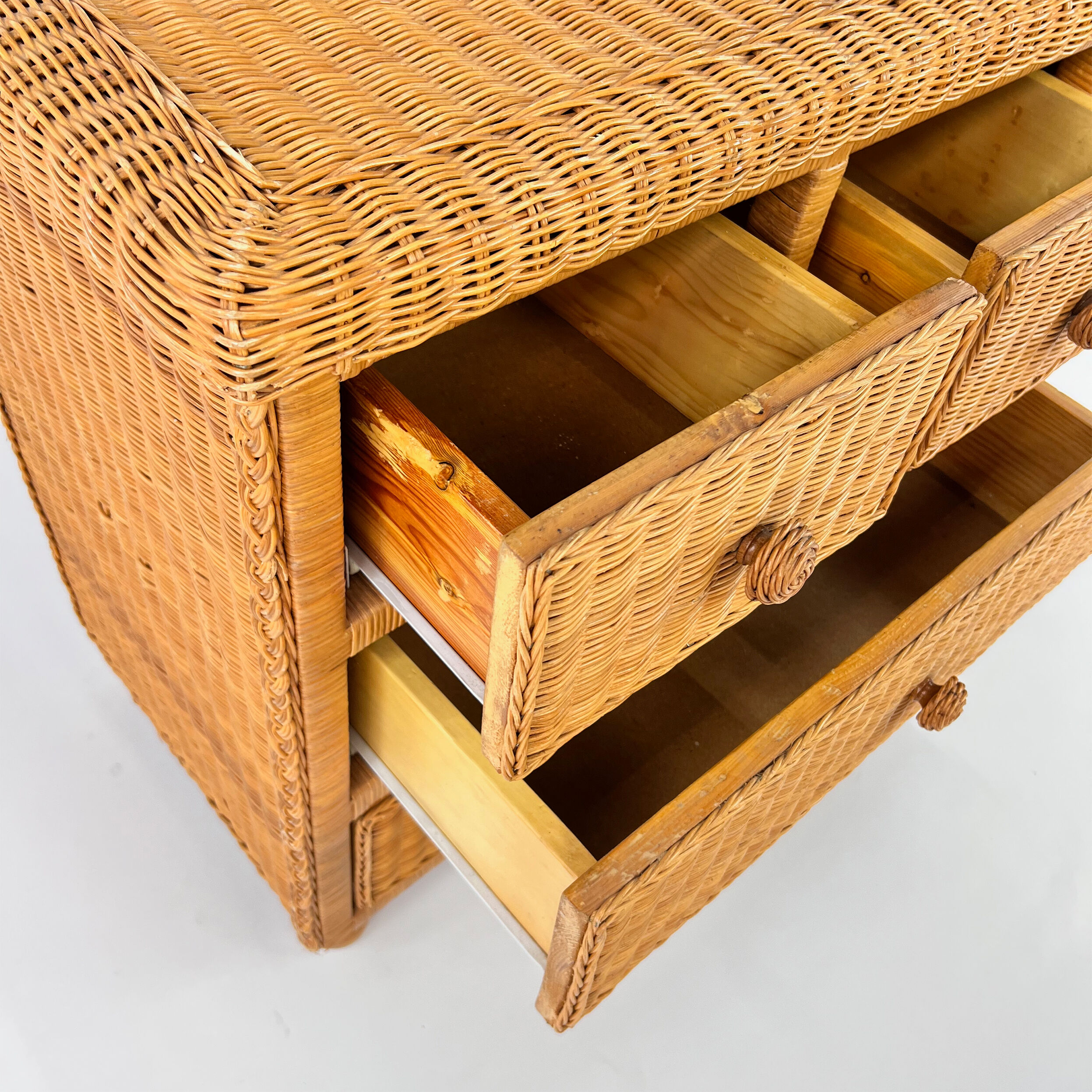 Vintage rattan chest of drawers 1970s