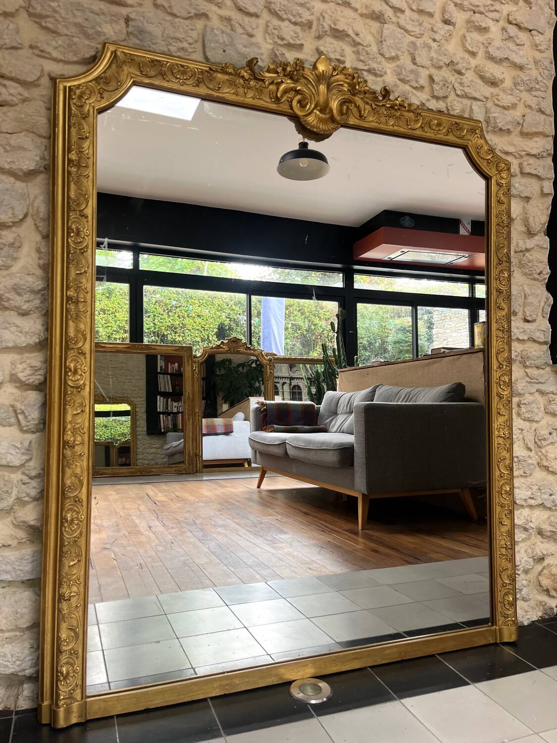 Gold Leaf Gilded Mantelpiece Mirror 152.5cm/125.5cm