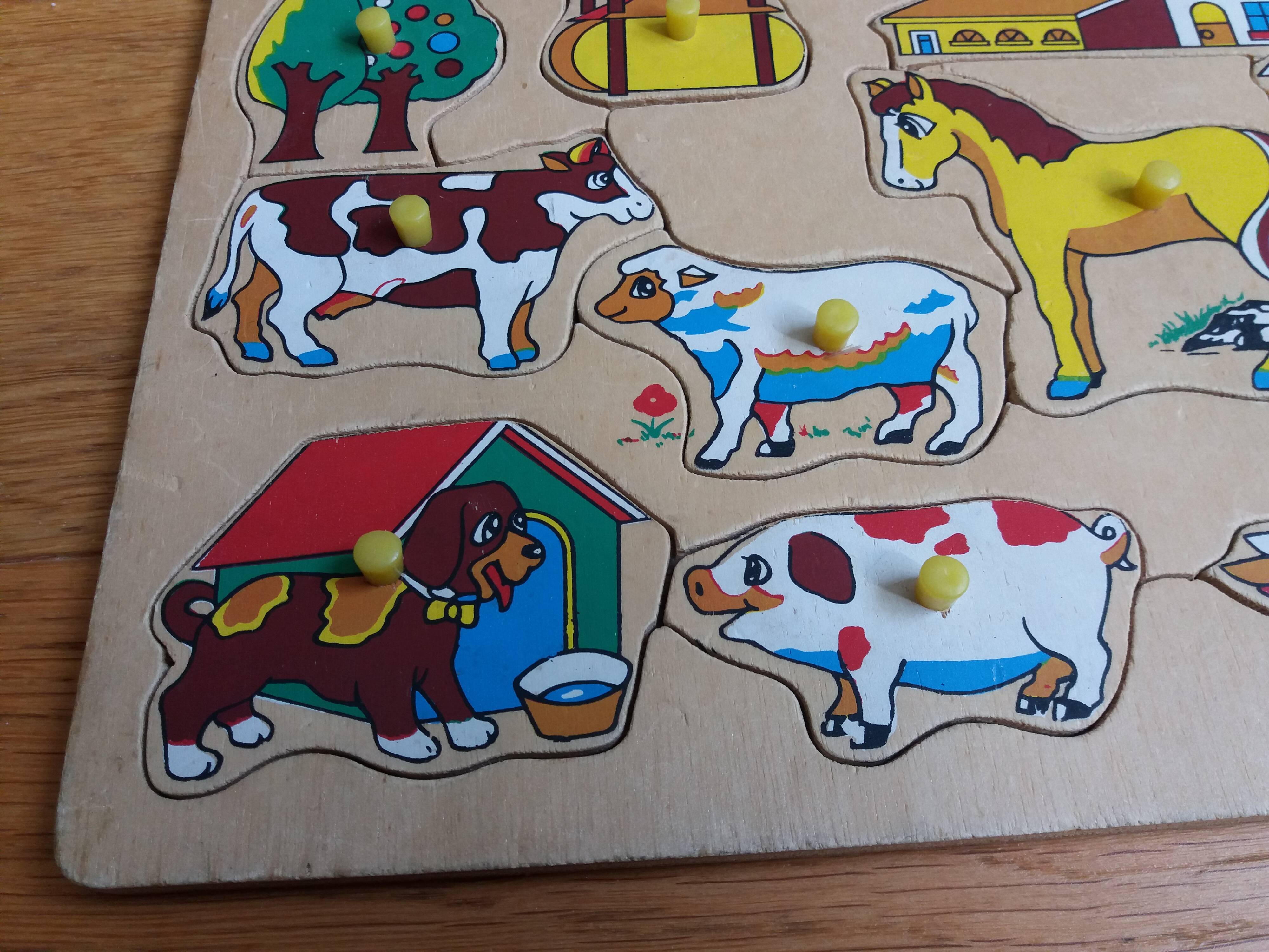 Wooden puzzle farm animals