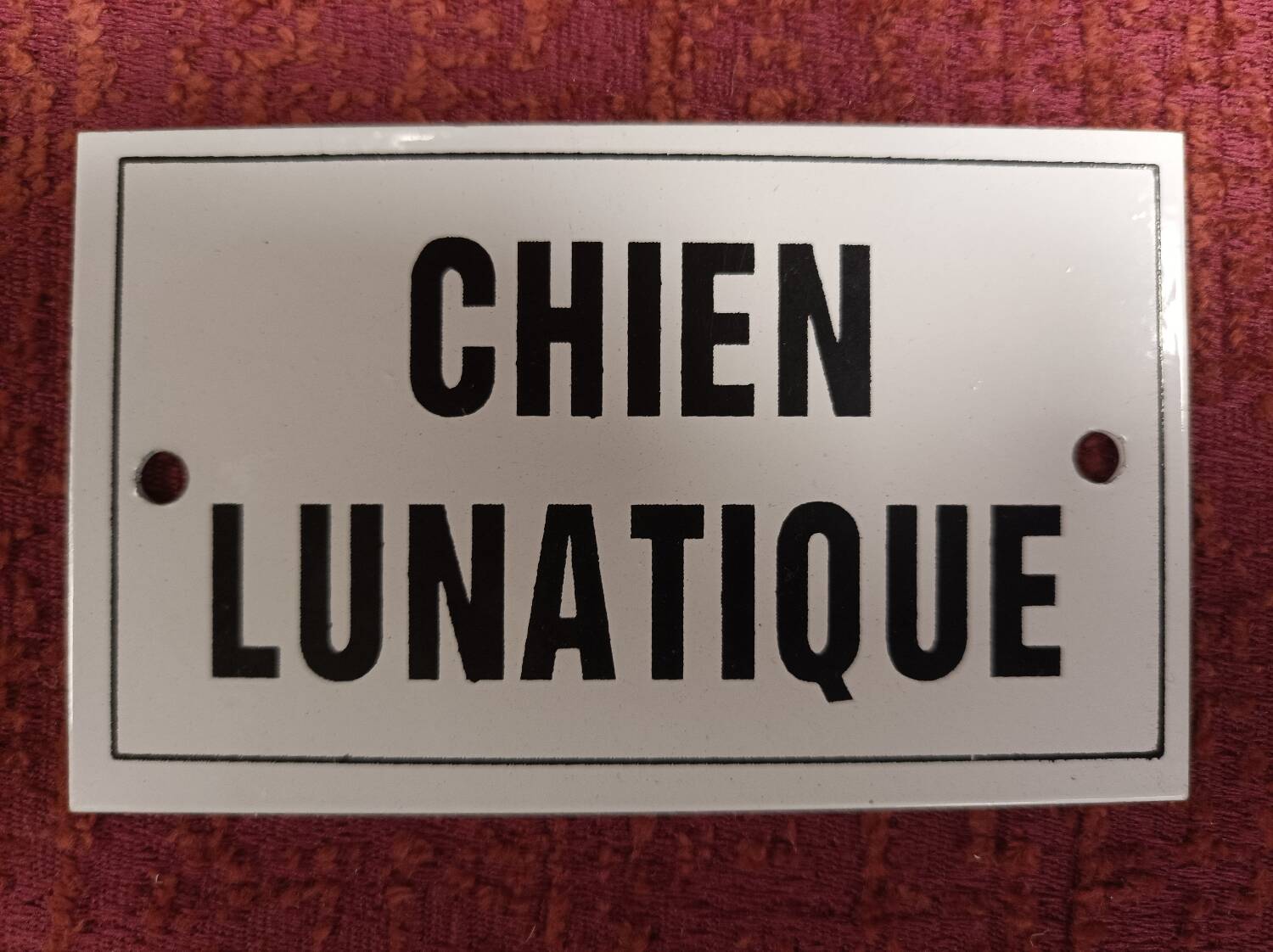 Enameled plaque “whimsical dog”