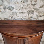 Antique demi-lune cabinet in walnut, late 18th century, French château.