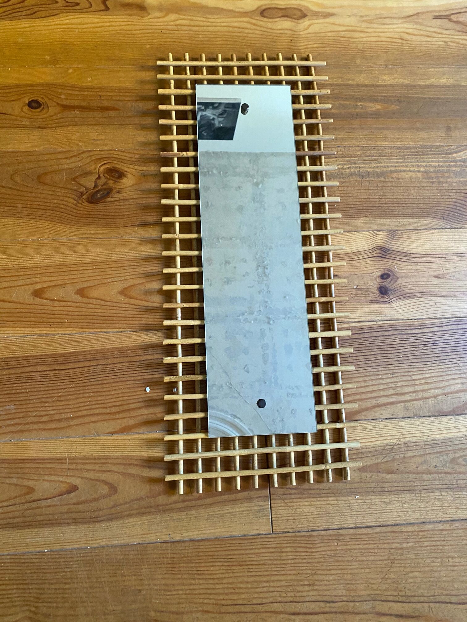 Vintage rectangle rattan bamboo mirror
