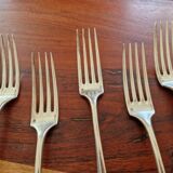 Christofle, Paris - Set of 6 table forks - Fidélio/Baguette model with medallion back