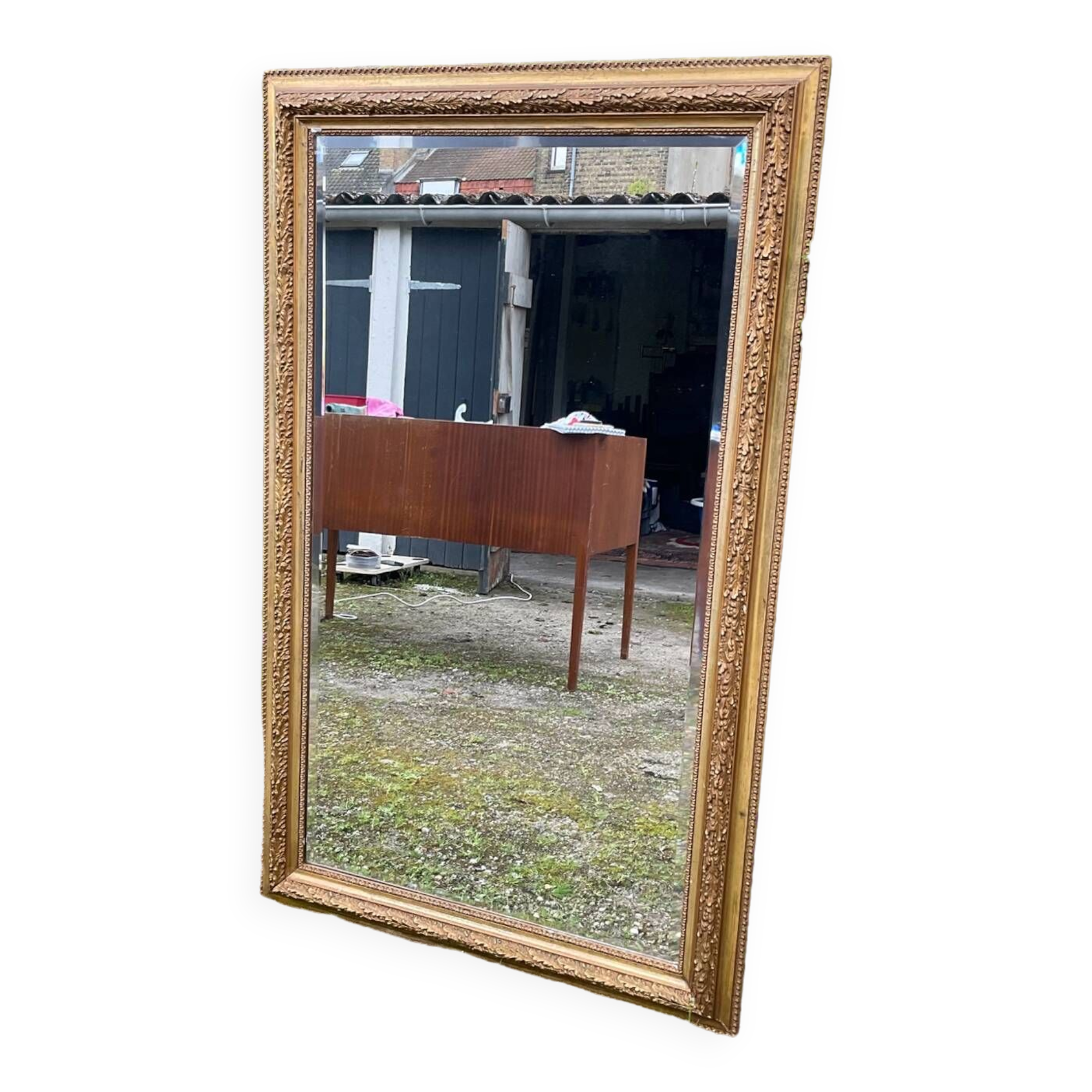 Old plastered and gilded wooden mirror 138x84