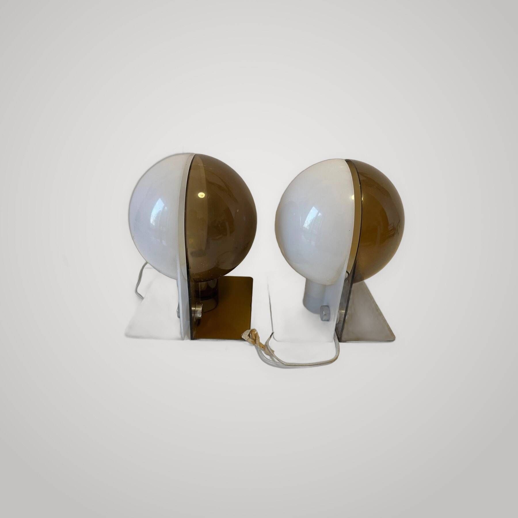 HARVEY GUZZINI Set of 2 Smoke Wall Lights model SIRIO 3460 by BRAZZOLI & LAMPE