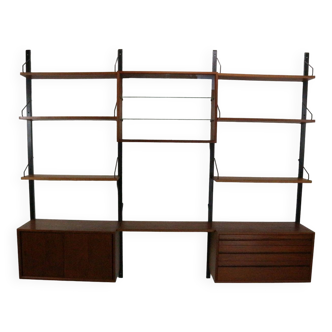 Poul Cadovius Mid- Century Modern Modular Teak Wall Unit Shelving for Cado, 1960