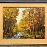 R. Delhaye. "Autumn forest landscape." Oil on canvas.