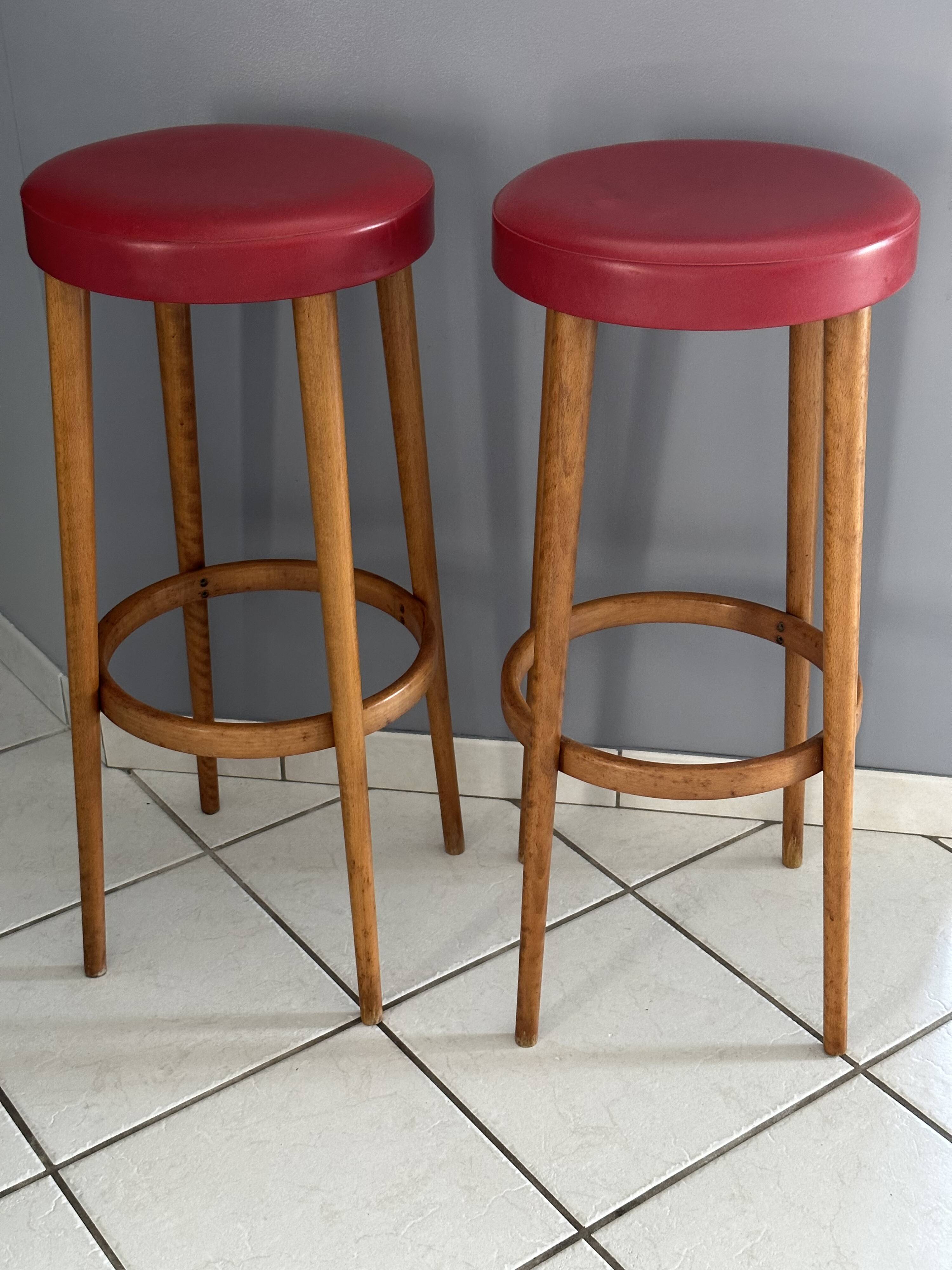 Pair of Bar stools from Baumann vintage 1970s
