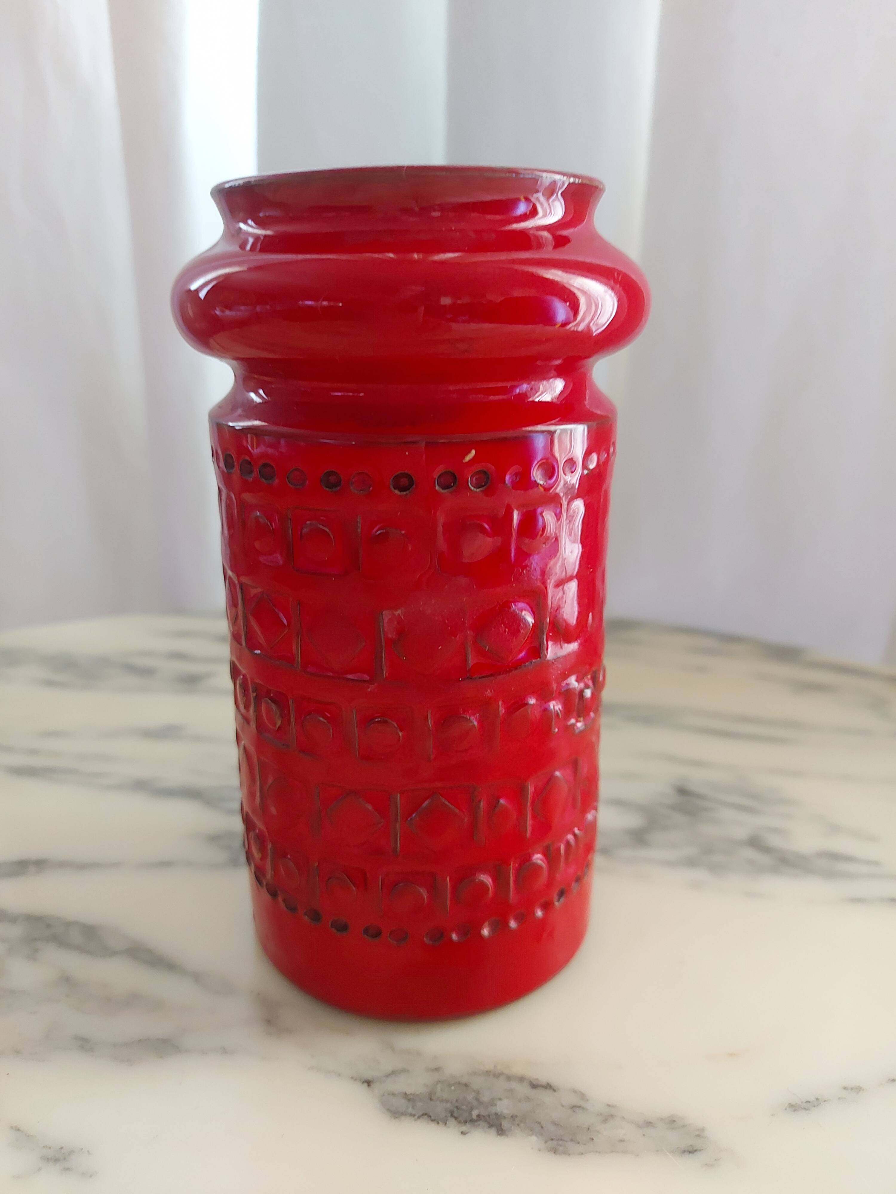 Red ceramic vase Aldo Londi , Bitossi , Italy
