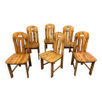 Chaises de salle à manger Effezeta Italie en pin années 1970-80
