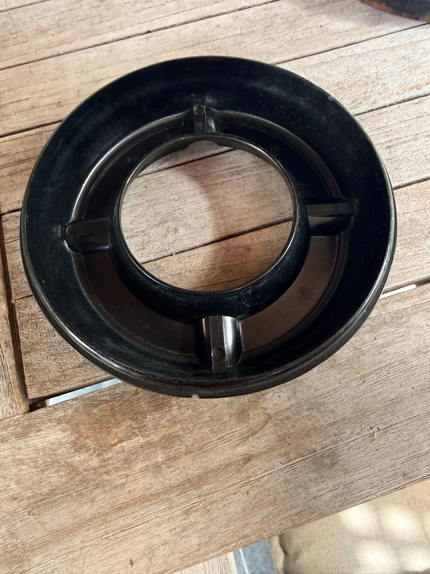 Art Deco ashtray, chrome and Bakelite by Demeyere, Belgium, 1930s.