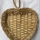 Old heart-shaped rattan basket.