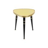 Seventies yellow triangular plant table design formica copper conical