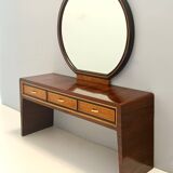 Ebonized Walnut and Birch Vanity Table / Console with Mirror ascr. to Buffa