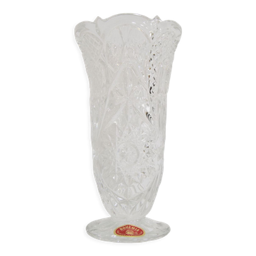 Vase en cristal du milieu du siècle Bohême années 1950.
