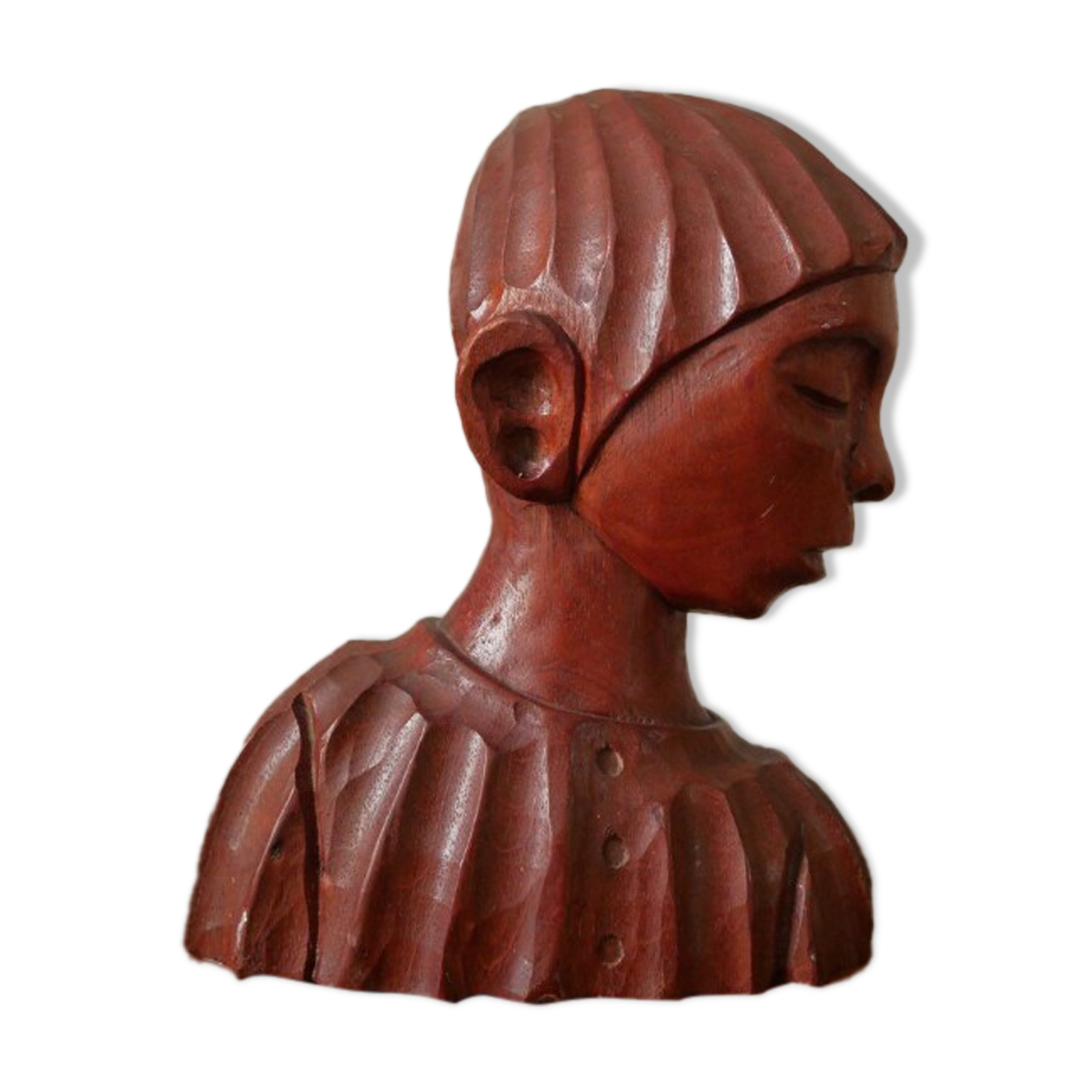 Carved wooden bust