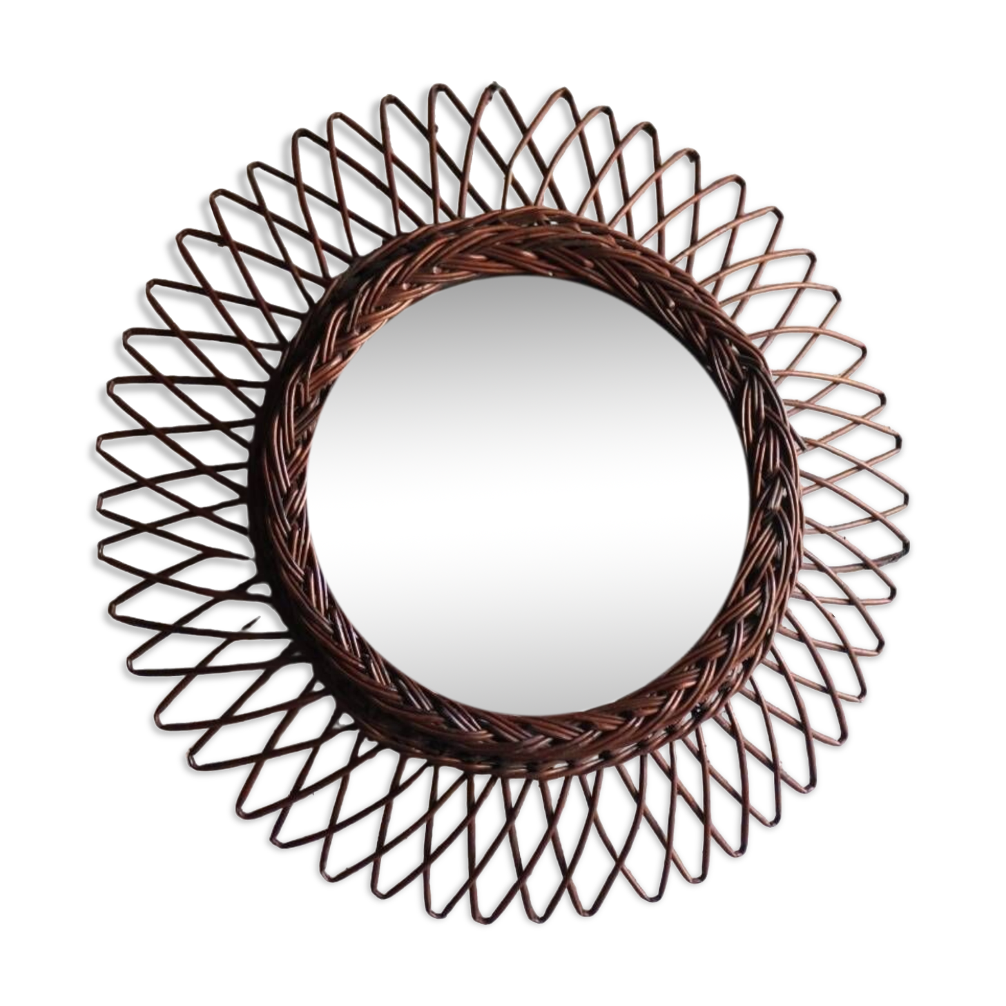 Vintage rattan sun mirror