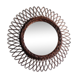 Miroir soleil en rotin vintage