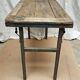 Table pliante d'atelier en teck et fer forgé