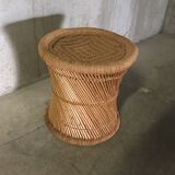 Rattan stool and rope years 70