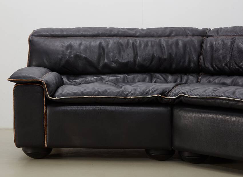 Carlo Bartoli Leather Sofa Bogo Series for Rossi di Albizzate Italy 1970s