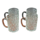 4 vintage beer mugs with a nice design in thick glass, old pint 30 cl.