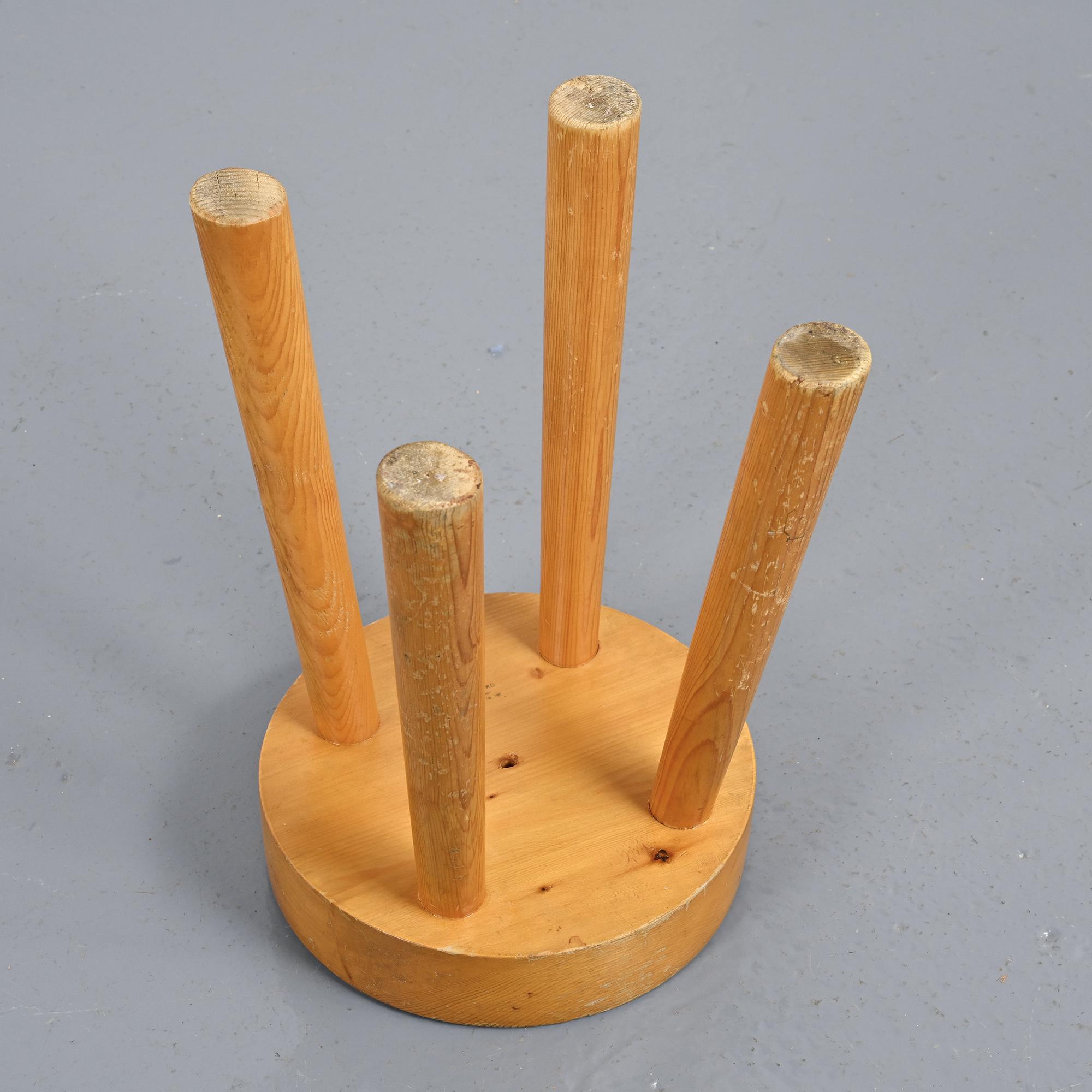 Solid pine stool, Charlotte Perriand 1960s