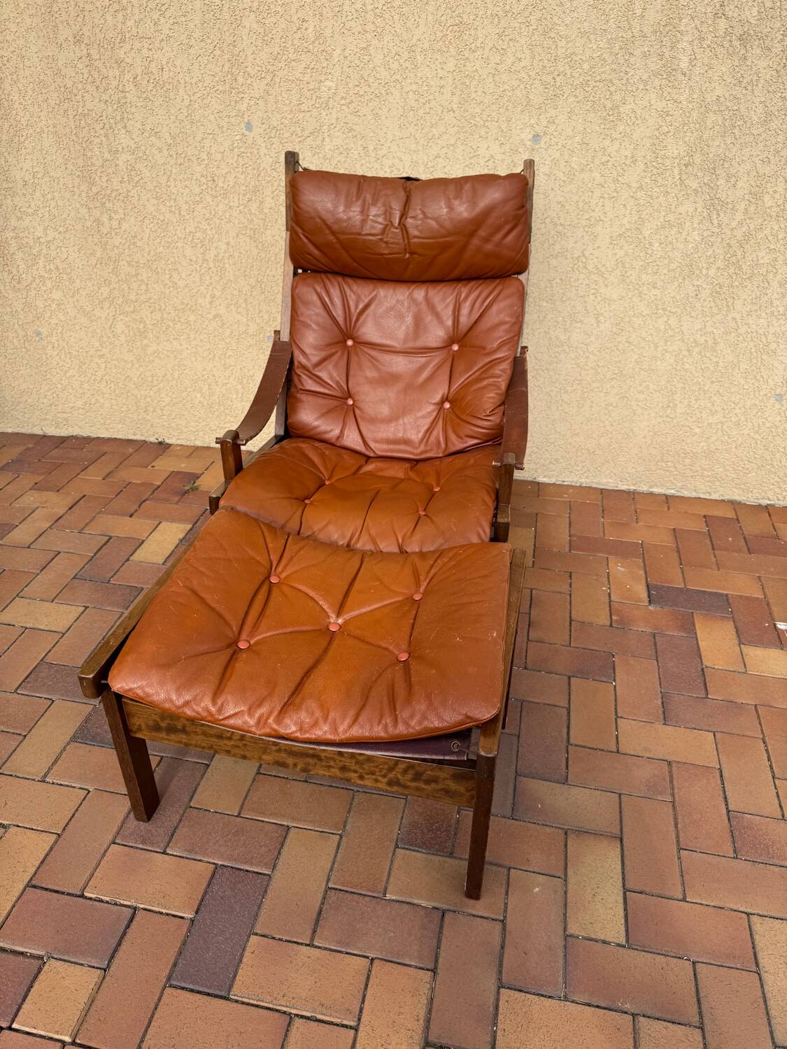 Fauteuil vintage « Hunter » avec ottoman par Torbjørn Afdal, années 1960, Norvège