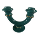 Art Deco candlestick in green and gold glazed ceramic, attributed to Vallauris