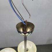 Art Deco Chrome and Walnut Chandelier, Czechoslovakia, 1930s