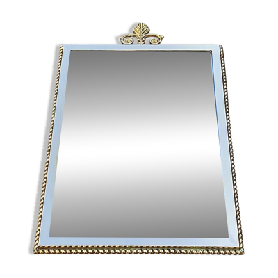 Ancien miroir mural en laiton massif doré – 3,750 kg – Hollywood Regency