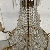 20th century bronze basket chandelier with tassels