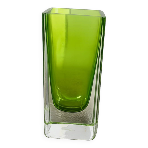 Vase italien vintage en verre sommerso vert – Style Murano – 14 cm – A