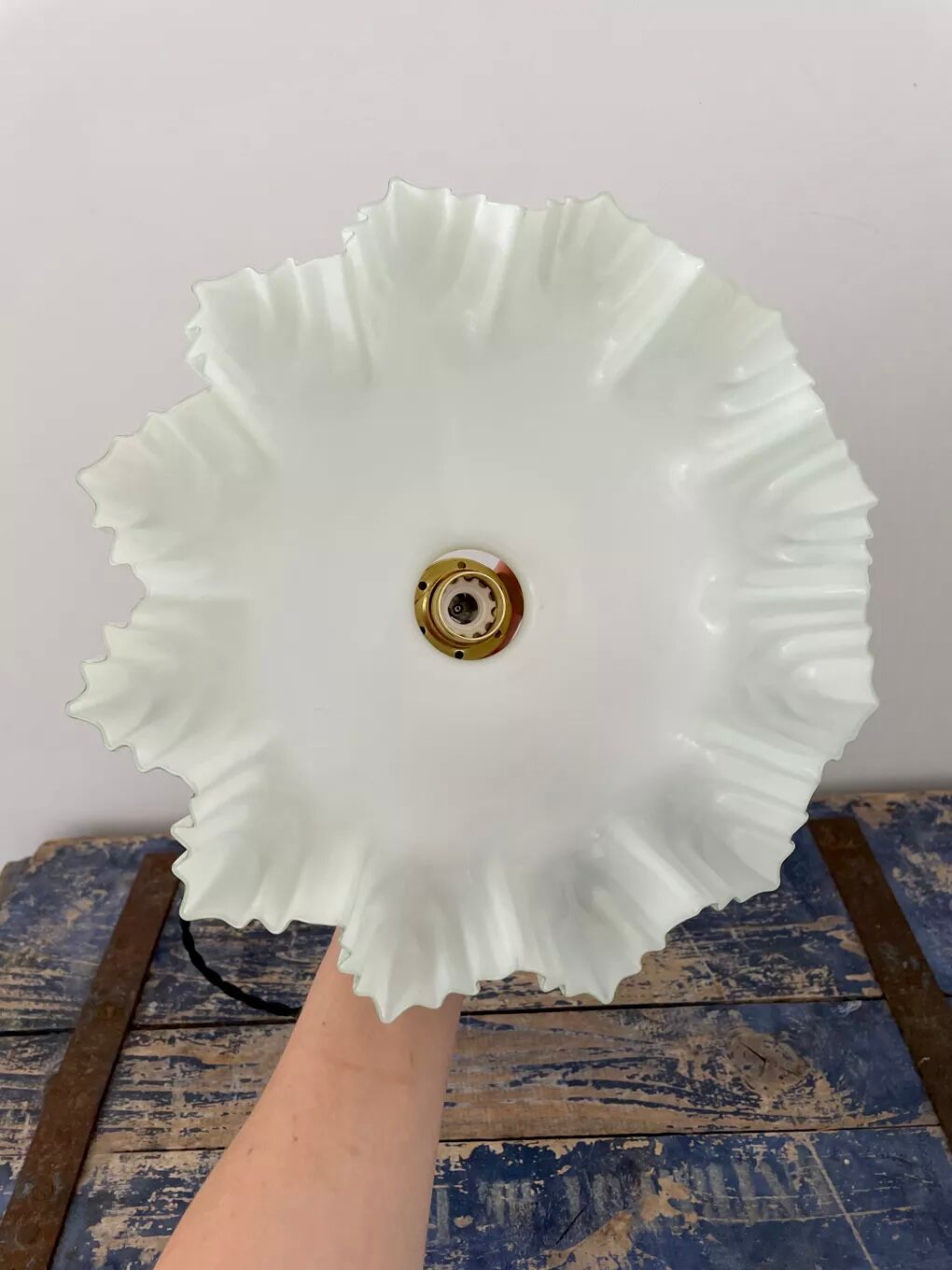 Vintage pendant lamp in electrified pastel opaline to nine