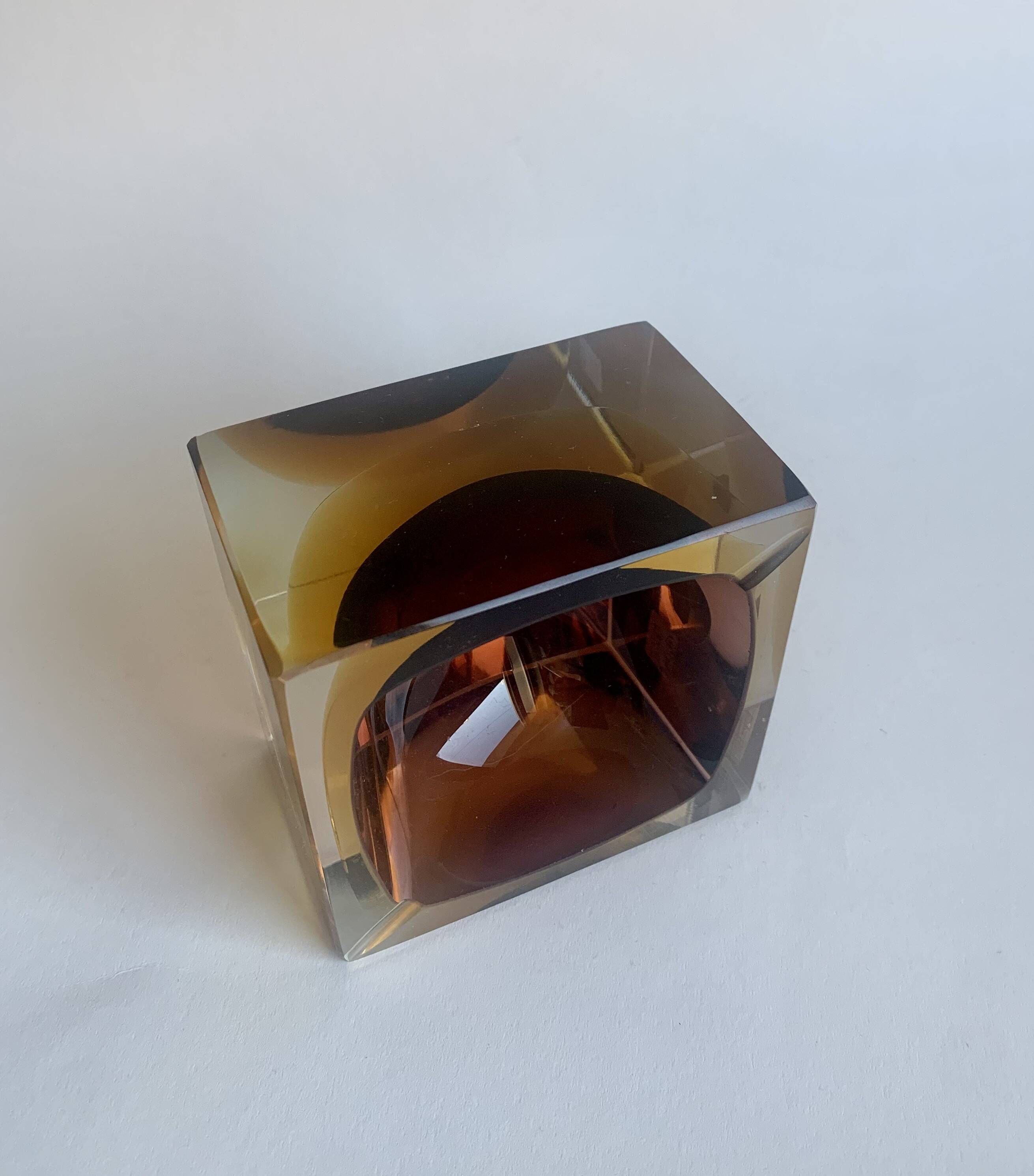 Sommerso Murano Glass Ashtray by Flavio Poli