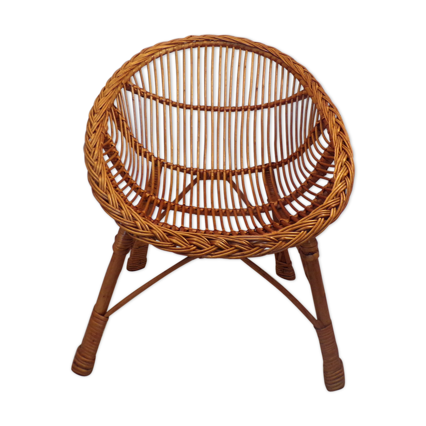 Chaise enfant en osier vintage