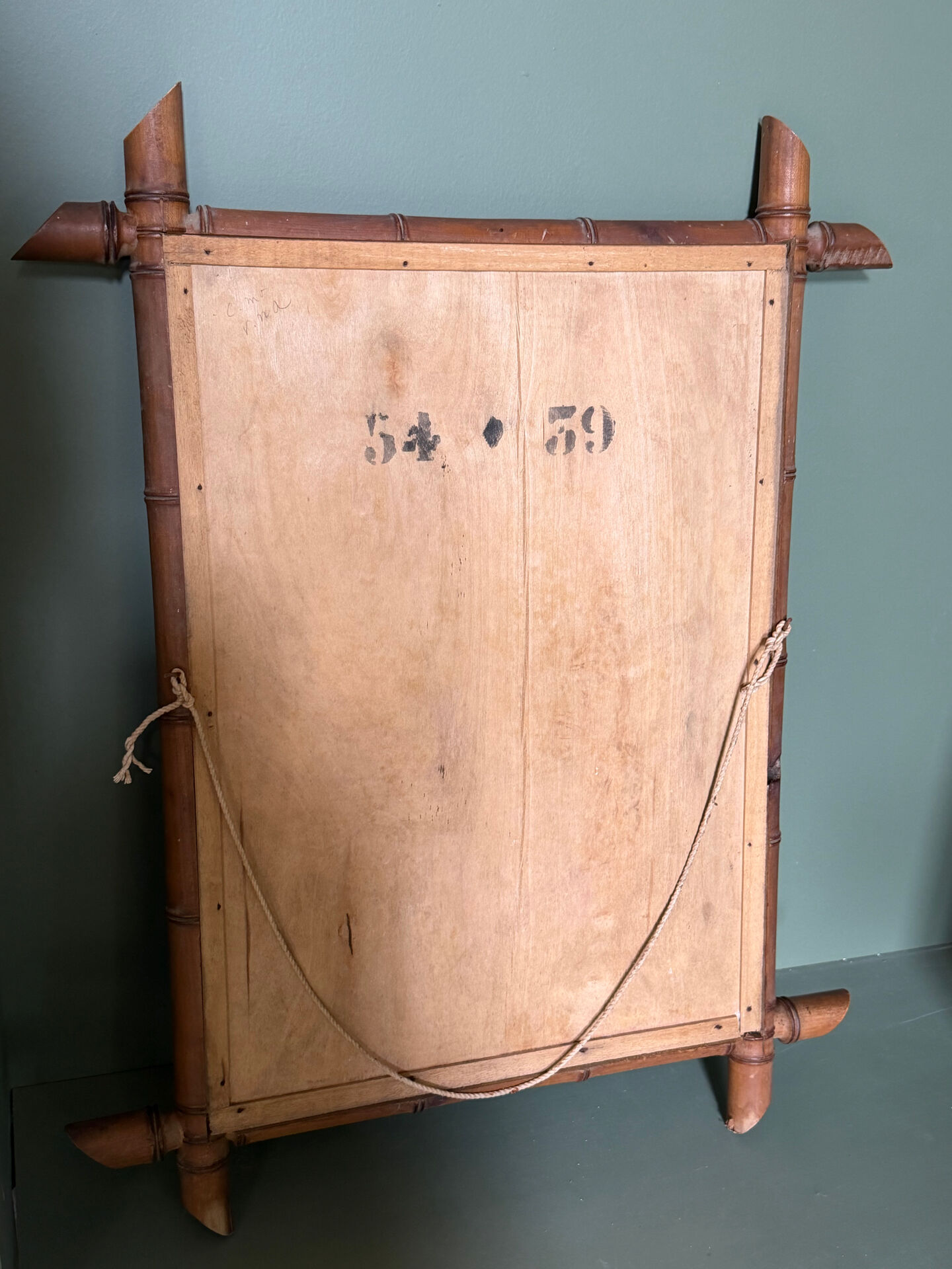 Large vintage bamboo mirror