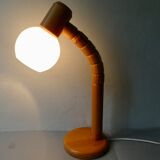 Pine articulated lamp with opaline, Scandinavian style, 70s