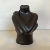 Vase soliflore buste glaçure noire