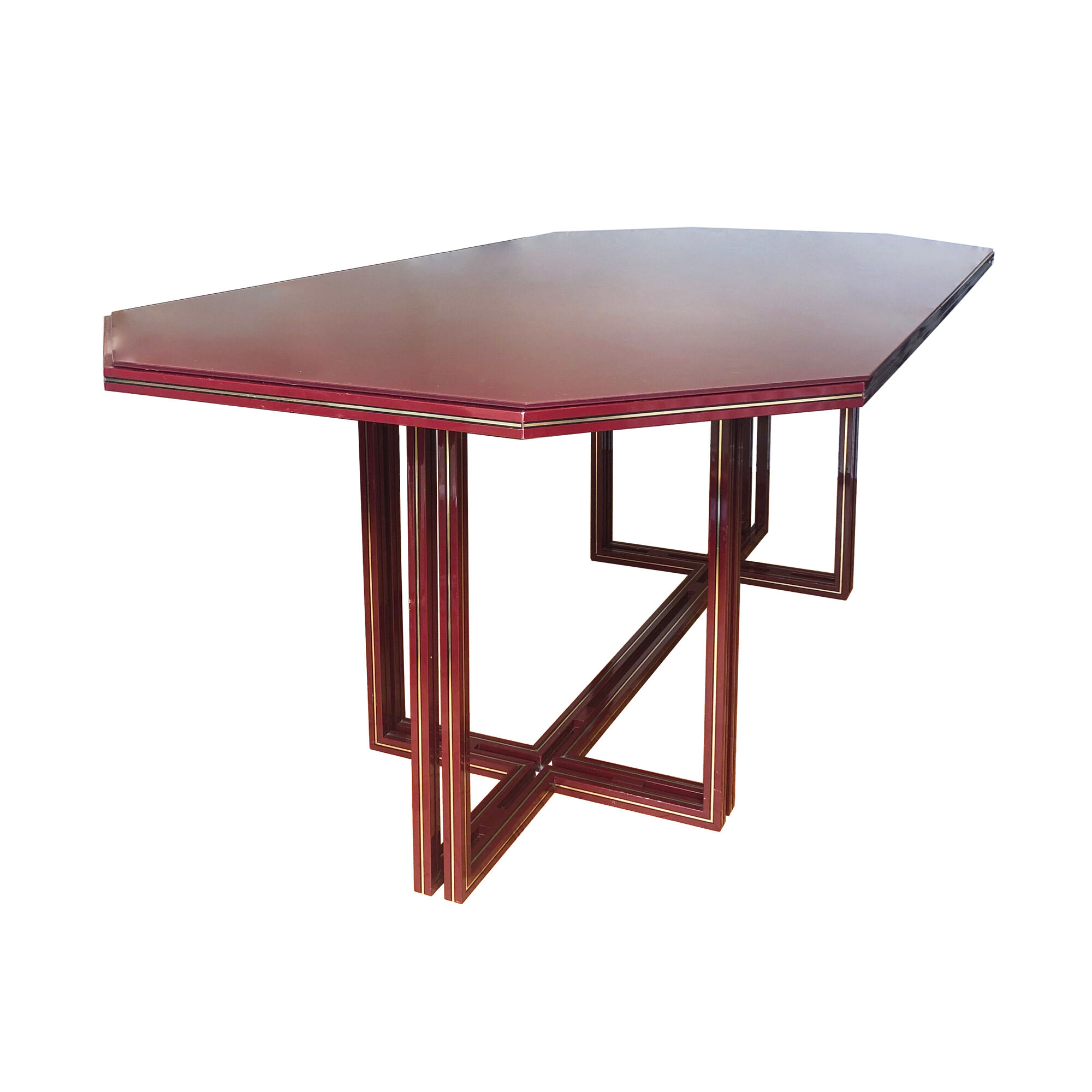 Burgundy Pierre Vandel dining table vintage 1970s