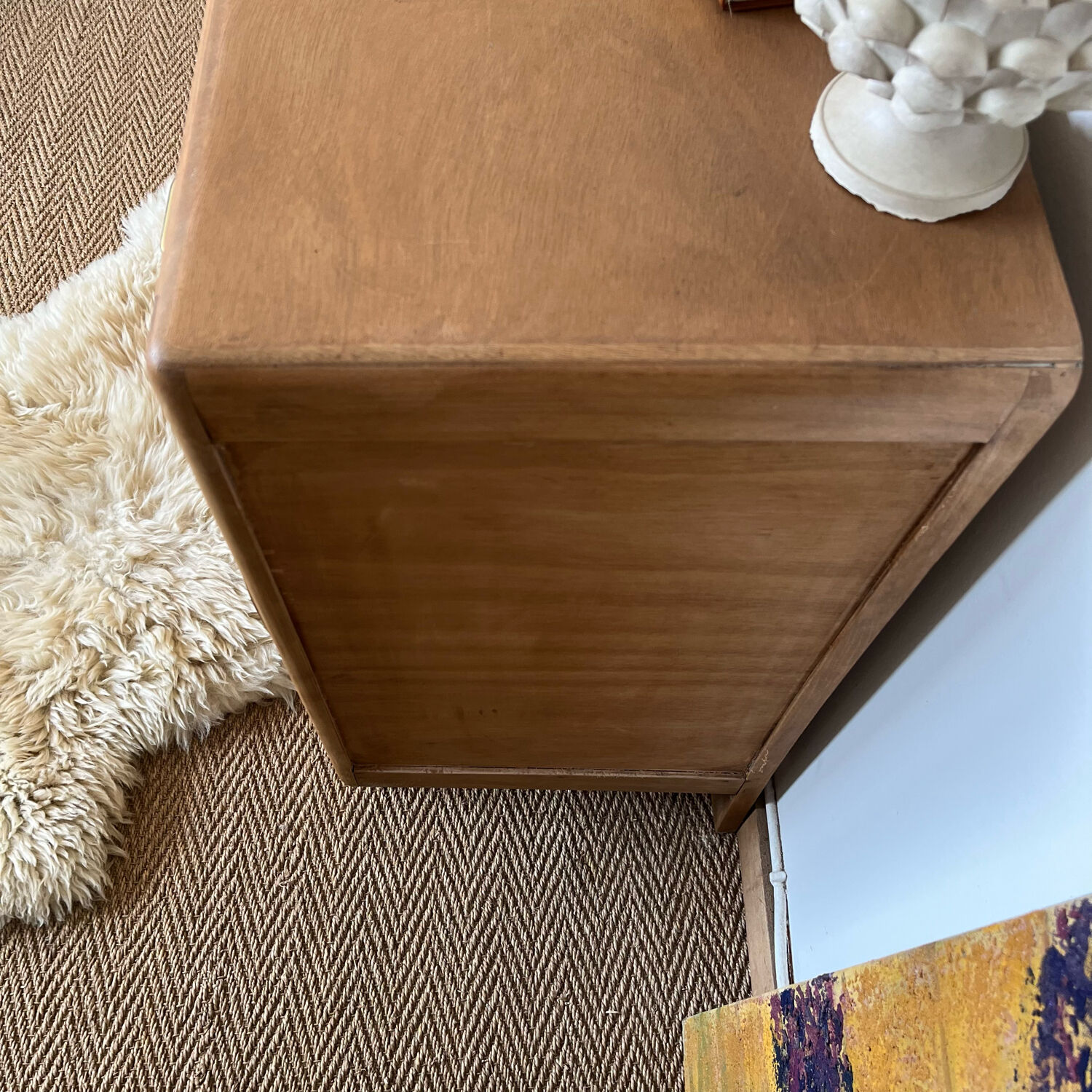 Commode vintage bois pieds compas