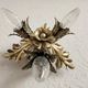 Vintage Florentine floral hand-forged silver-plated 3-light flush mount from Banci Firenze, Italy, Florence 1960s, set of 5