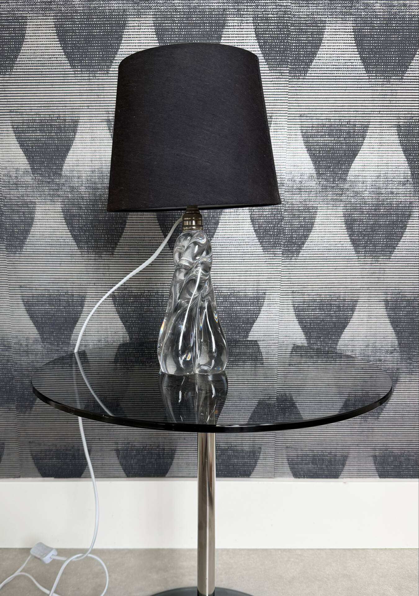 Vintage twisted crystal lamp base signed BACCARAT – 20th century