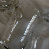 Set of 9 modernist half crystal water wine roller glasses 1960