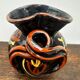 Vintage Round and Twisted Vase - Black Background and Floral Decoration H 16 cm